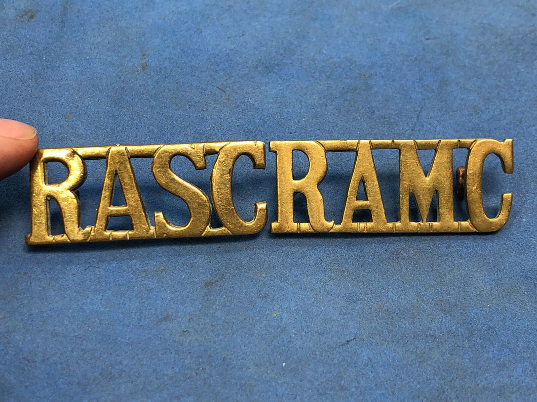 Original Pair of WW2 Brass British Army Shoulder Titles RASC Army Service Corps