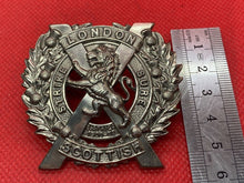 Load image into Gallery viewer, Original WW1 / WW2 British Army London Scottish Regiment Cap Badge
