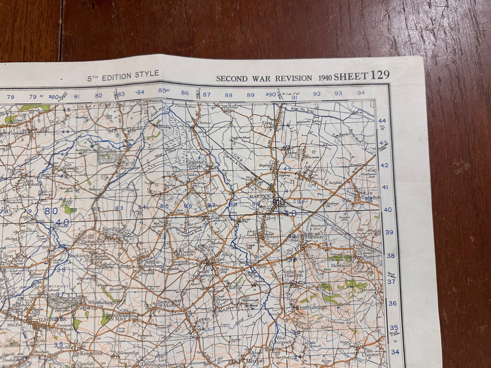 Original WW2 British Army GSGS OS Map of England - Chard & Axminster - The Militaria Shop