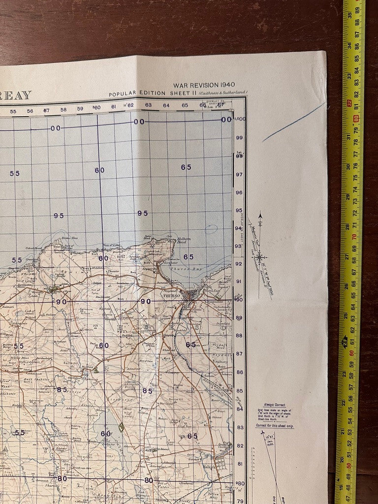 Original WW2 British Army GSGS Map of Scotland - Thurso & Reay - The Militaria Shop