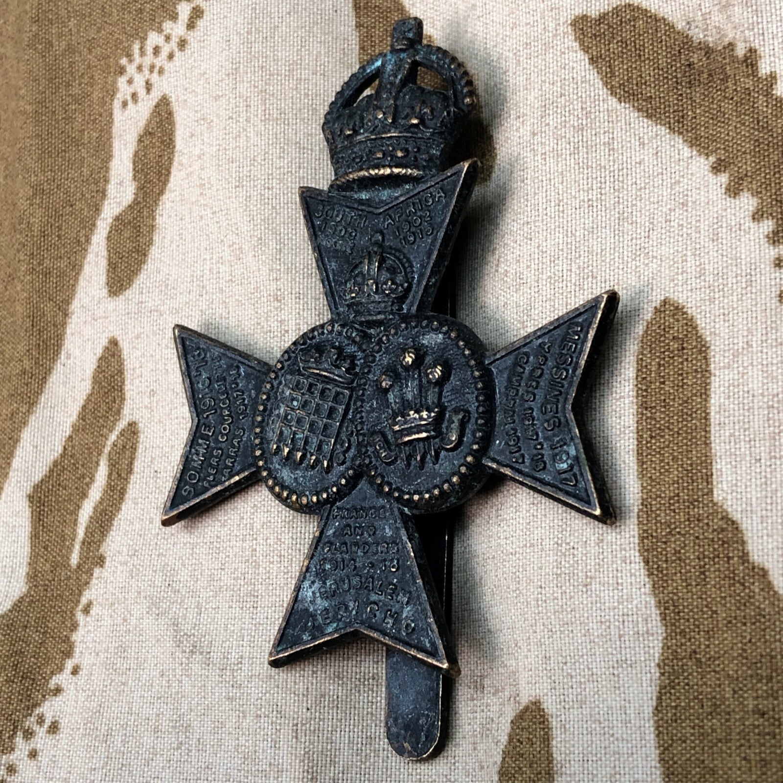 Original WW1 British Army Cap Badge - 16th London Regiment Queen's Westminster - The Militaria Shop