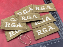 Load image into Gallery viewer, Original WW2 British Army Royal Garrison Artillery RGA Slip On Shoulder Titles.
