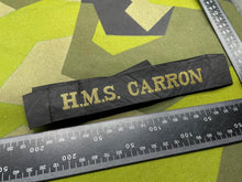 Load image into Gallery viewer, Original British Royal Navy HMS Carron - Cap Tally - The Militaria Shop
