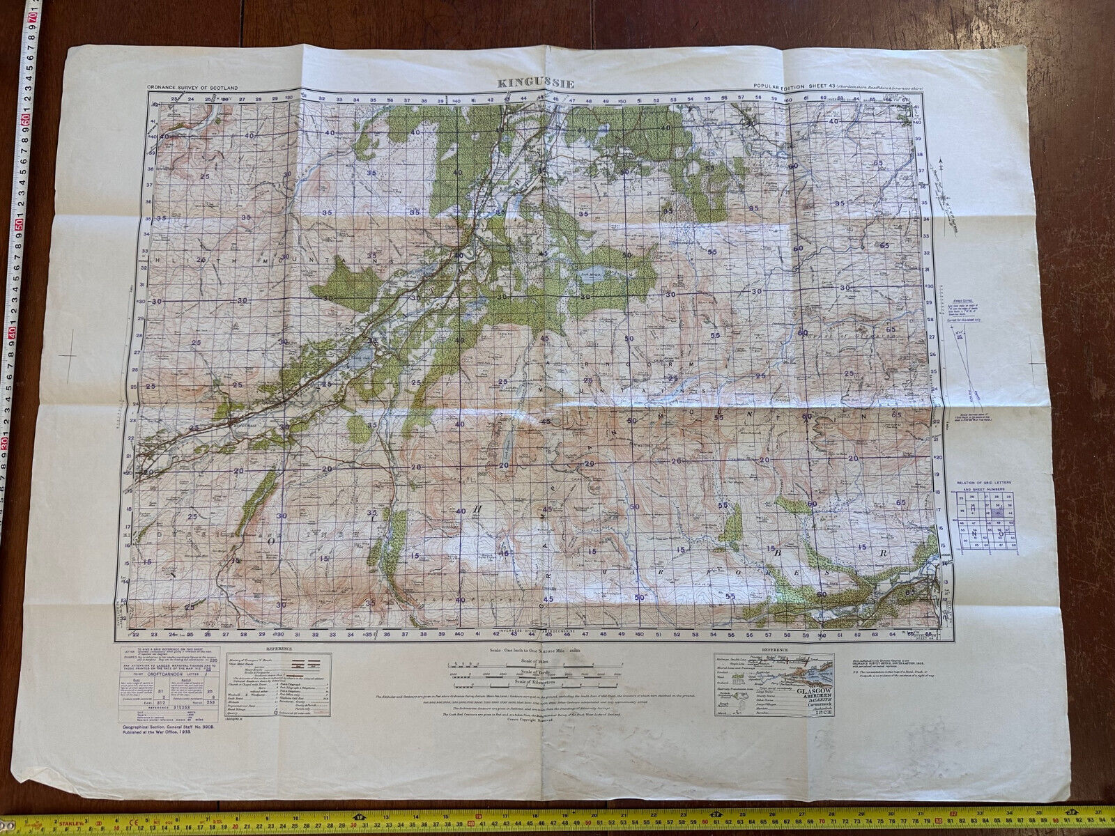 Original WW2 British Army GSGS Map of Scotland - Kingussie - The Militaria Shop