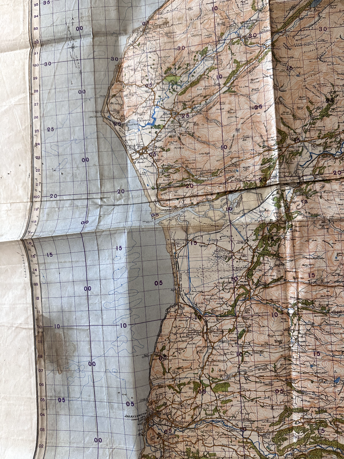 Original WW2 British Army OS Map of Great Britain - Barmouth & Aberysthwyth - The Militaria Shop