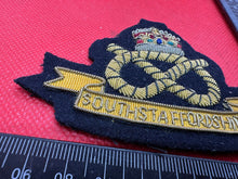 Load image into Gallery viewer, British Army Bullion Embroidered Blazer Badge - South Staffordshire -Kings Crown
