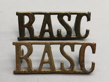 Load image into Gallery viewer, Original British Army WW2 Pair of Royal Army Service Corps RASC Shoulder Titles
