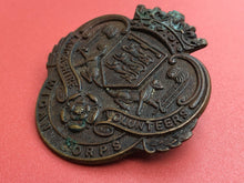 Load image into Gallery viewer, Original WW1 British Army Cap Badge - Lancashire Volunteers Wigan Corps
