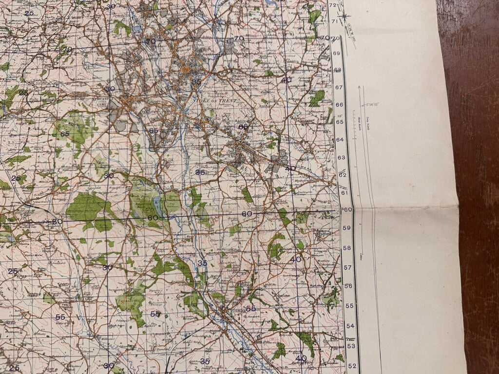 Original WW2 British Army GSGS OS Map of Great Britain - Stoke on Trent - The Militaria Shop