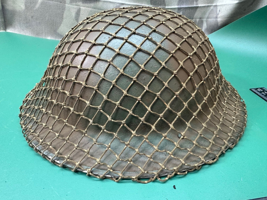 Original WW2 British Army Brodie Helmet 1940 Dated Helmet & Original Camo Net
