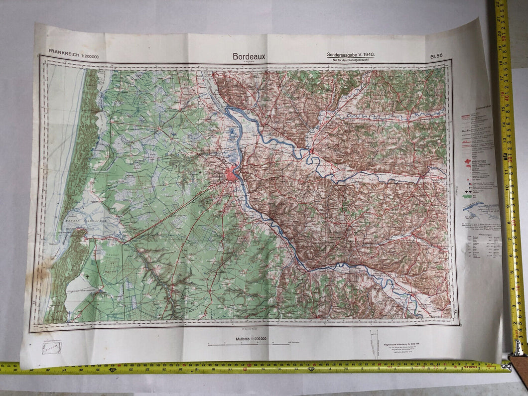 Original WW2 German Army Map of Bordeaux, France