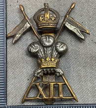 Load image into Gallery viewer, Original WW1/WW2 British Army 12th Lancers Cap Badge
