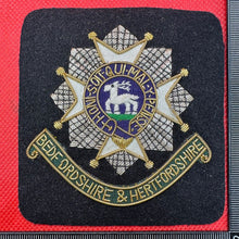 Load image into Gallery viewer, British Army Bullion Embroidered Blazer Badge - Bedfordshire &amp; Hertfordshire Reg
