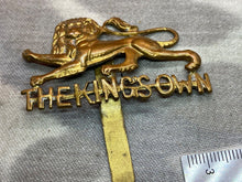 Load image into Gallery viewer, Original British Army WW1 / WW2 The King&#39;s Own Regiment Cap Badge
