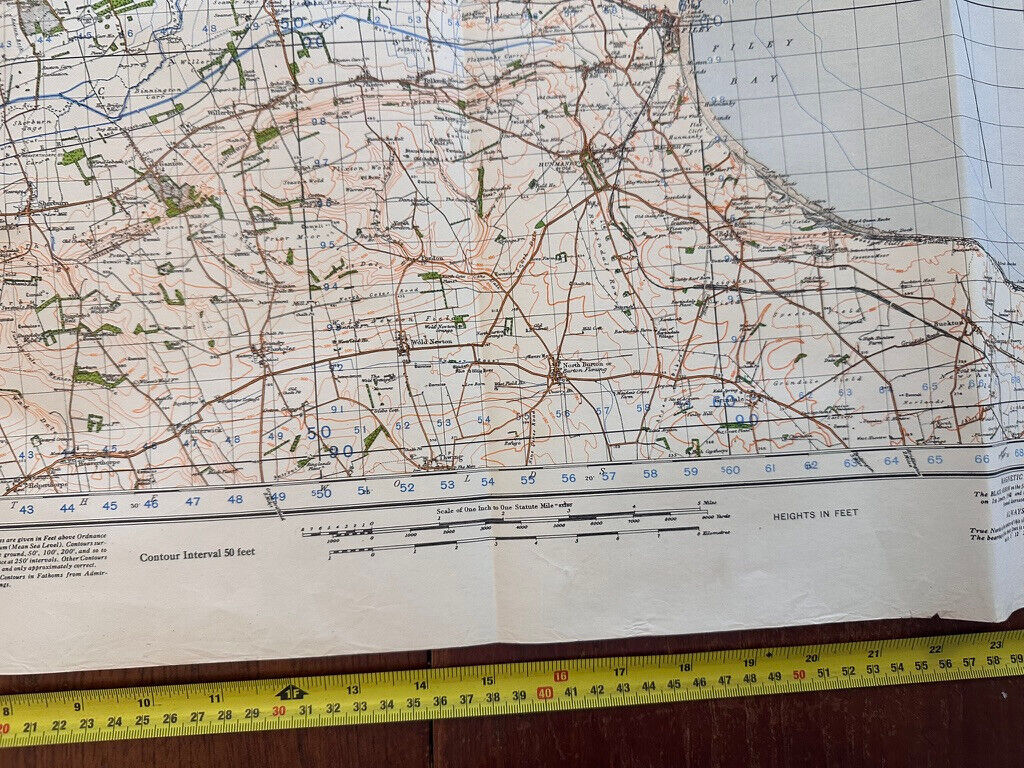 Original WW2 British Army GSGS OS Map of England & Wales - Scarborough - The Militaria Shop