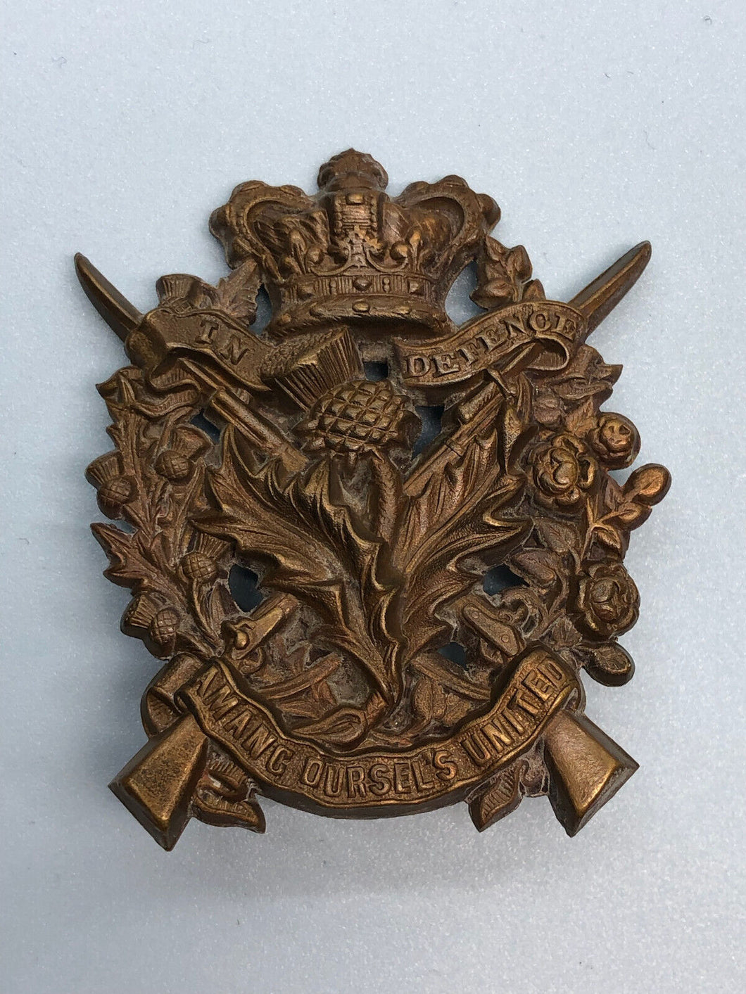 British Army Aberdeen Militia Volunteers Victorian Crown Cap Badge