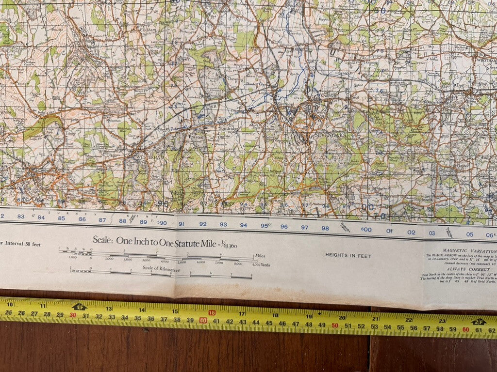 Original WW2 British Army GSGS OS Map of England - S.E London & Sevenoaks - The Militaria Shop
