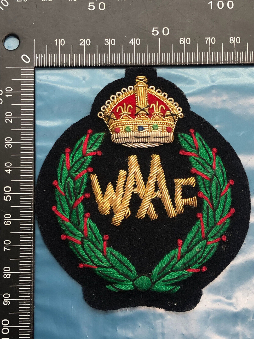British RAF Bullion Embroidered Blazer Badge - WAAF Women's Auxiliary Air Force