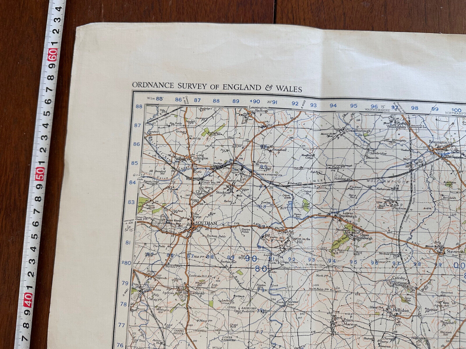 Original WW2 British Army OS Map of Great Britain - Northampton - The Militaria Shop