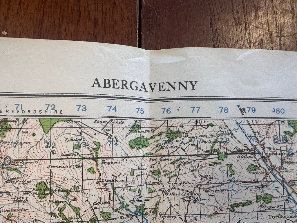 Original WW2 British Army GSGS OS Map of England & Wales - Abergavenny - The Militaria Shop