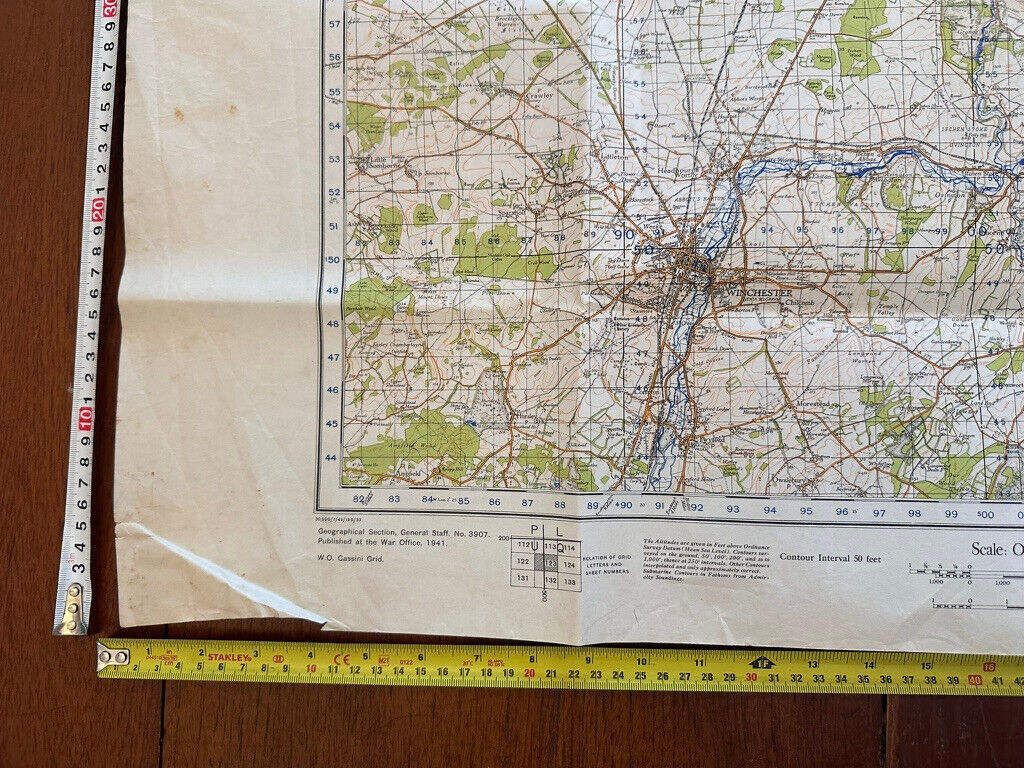 Original WW2 British Army GSGS OS Map of England & Wales - Winchester - The Militaria Shop
