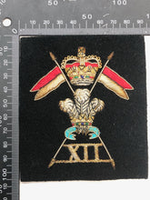 Load image into Gallery viewer, British Army Bullion Embroidered Blazer Badge - 12th Lancers
