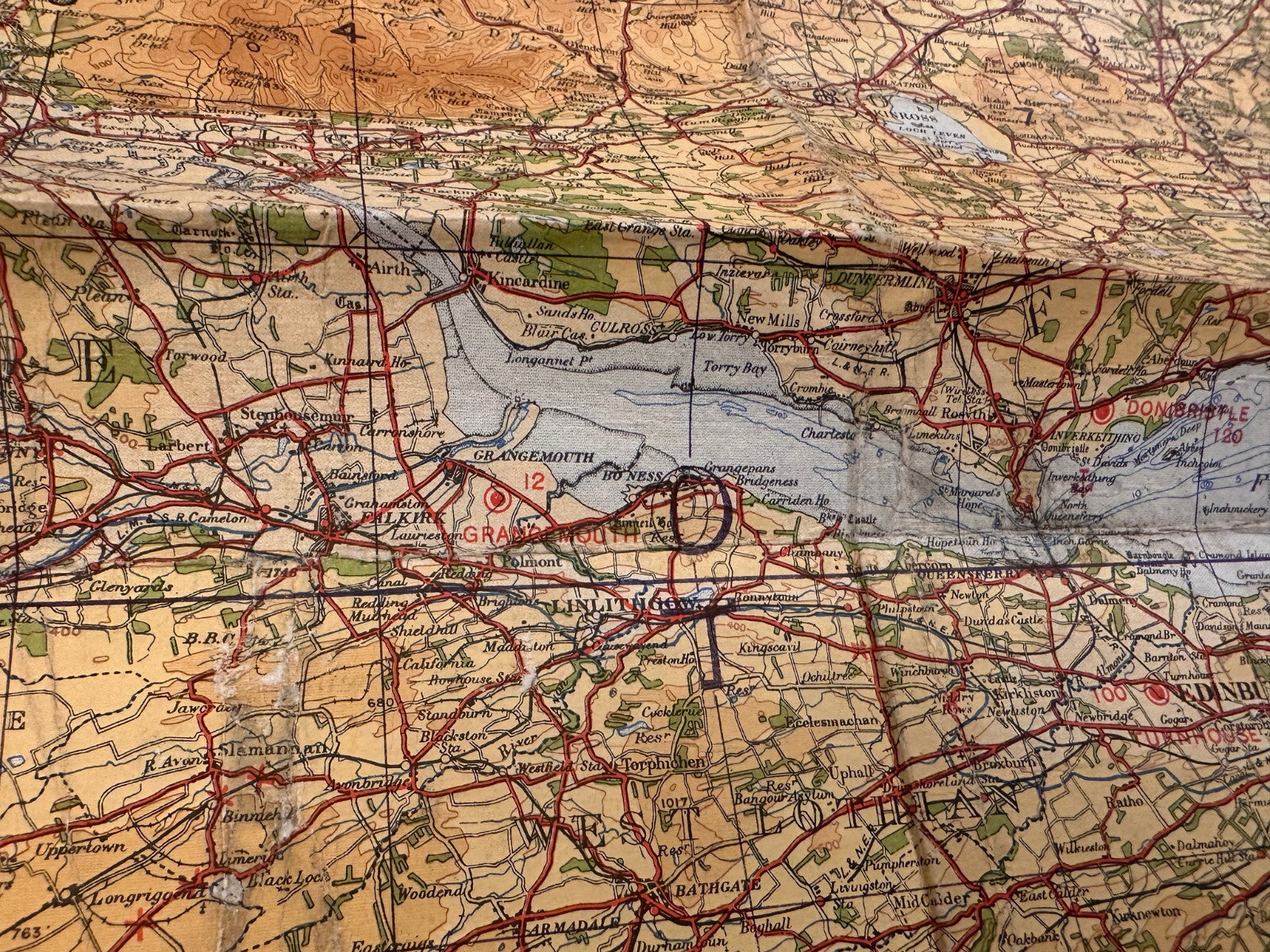 Original WW2 British Army RAF Navy Base Map of Scotland The Forth, Clyde & Tay - The Militaria Shop