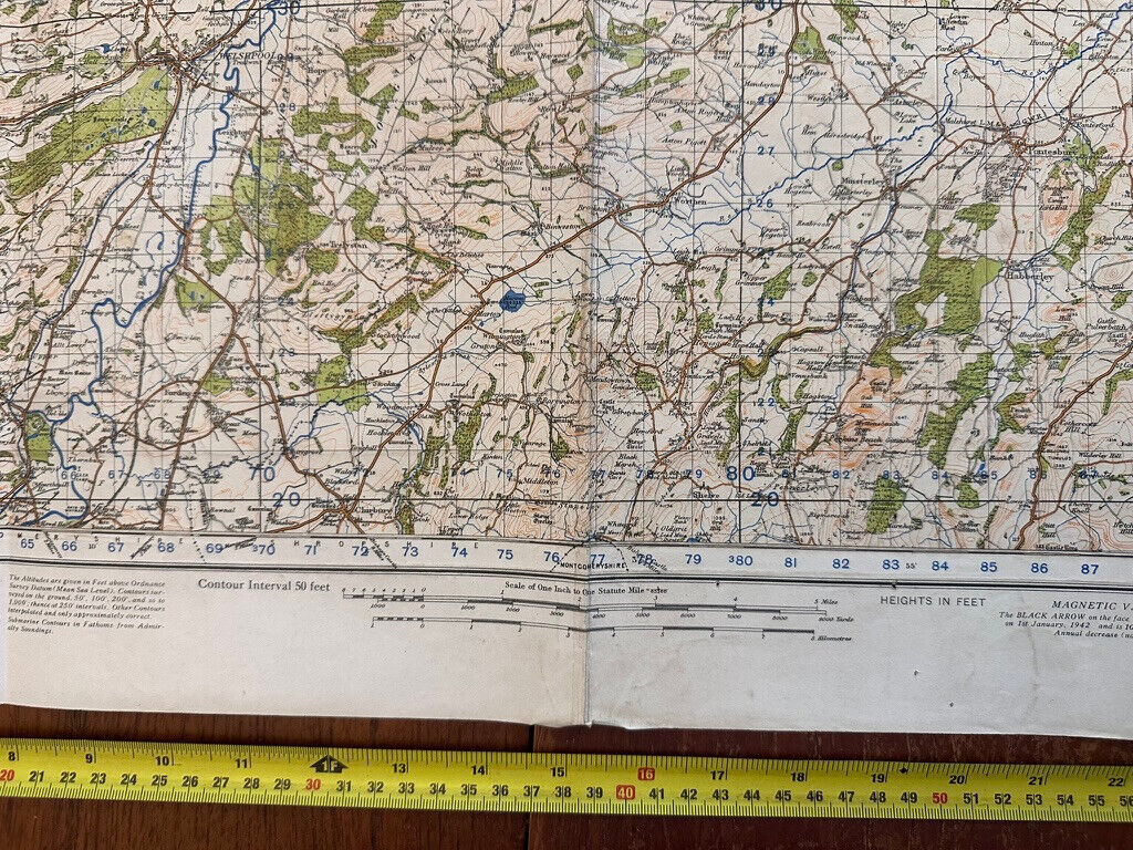 Original WW2 British Army GSGS Map of England & Wales - Shrewsbury & Welshpool - The Militaria Shop