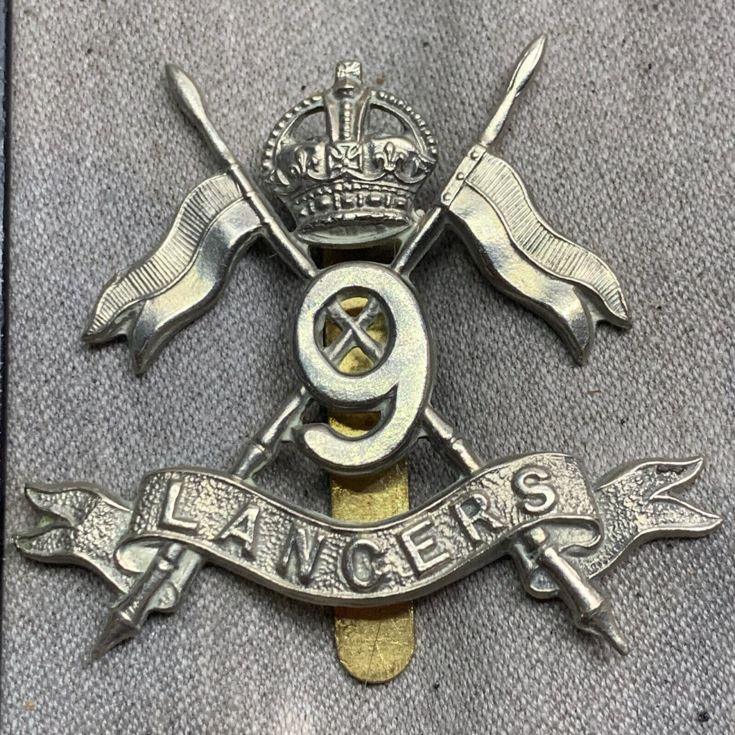 Original WW2 British Army 9th Queen's Royal Lancers Cap Badge