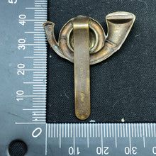 Load image into Gallery viewer, Original WW2 British Army Cap Badge - King&#39;s Own Yorkshire Light Infantry - The Militaria Shop

