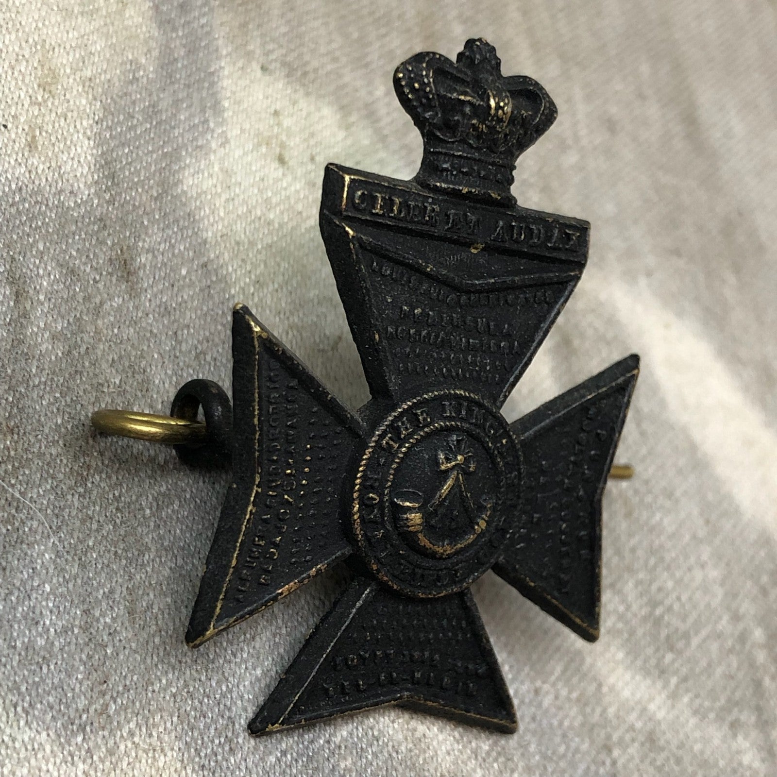 Original British Army King’s Royal Rifle Corps KRRC Victorian Crown Cap Badge - The Militaria Shop