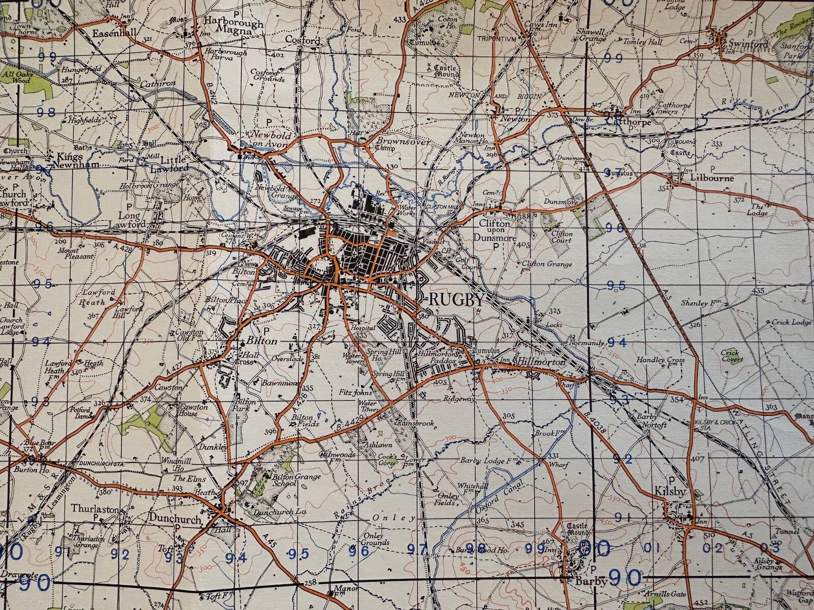 Original WW2 British Army OS Map of Great Britain - Rugby - The Militaria Shop