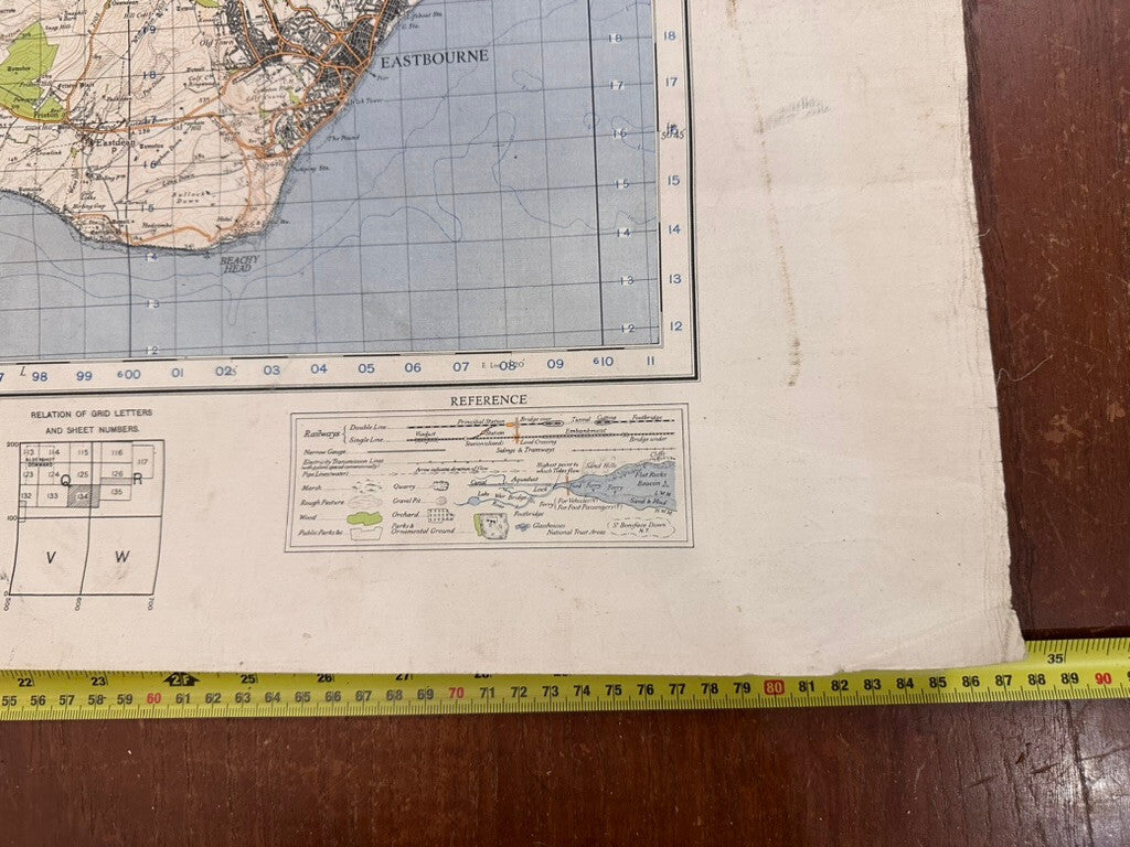 Original WW2 British Army GSGS OS Map of England - Brighton & Eastbourne - The Militaria Shop