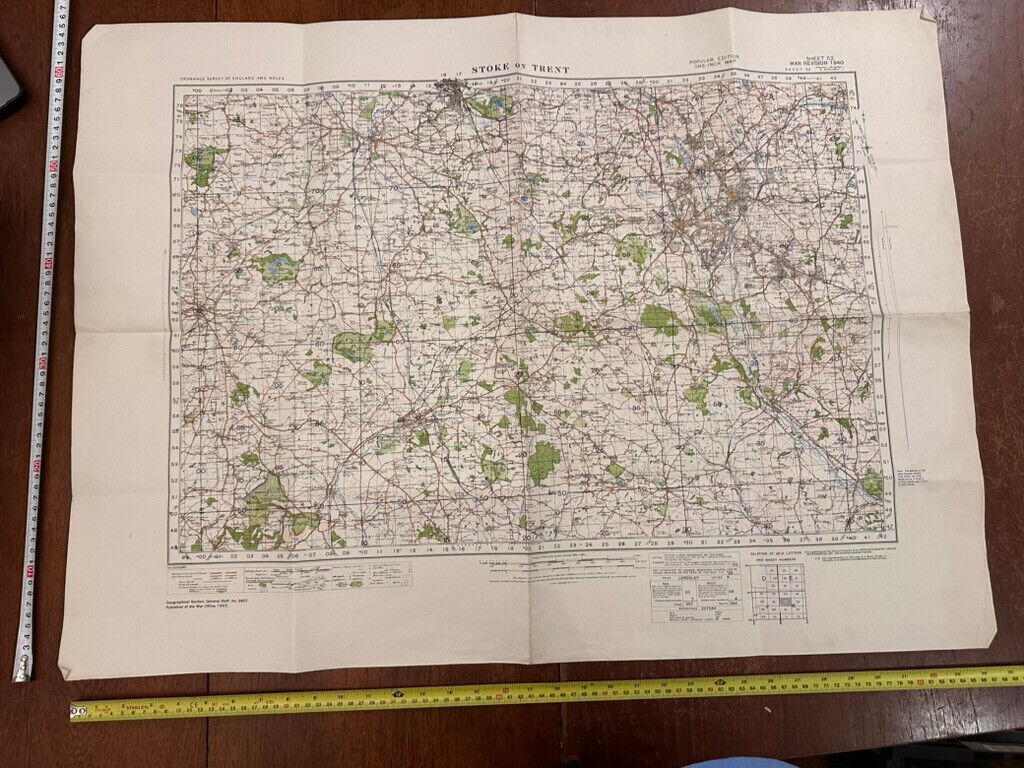 Original WW2 British Army GSGS OS Map of Great Britain - Stoke on Trent - The Militaria Shop