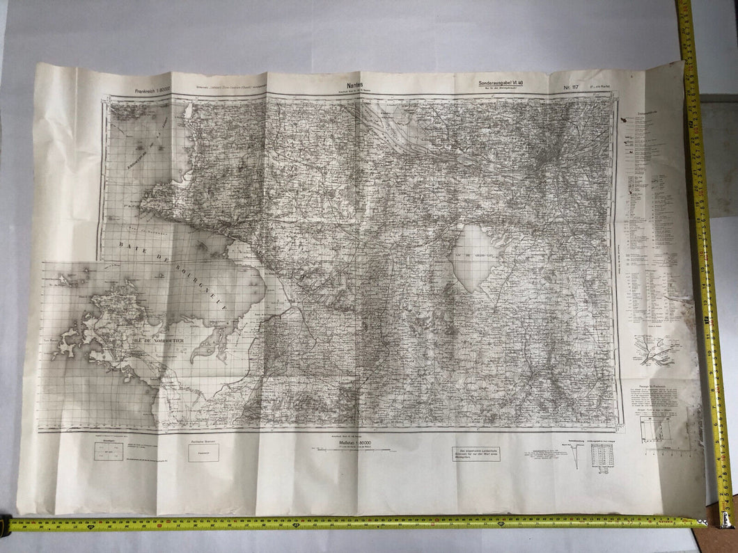 Original WW2 German Army Map of Nantes, France