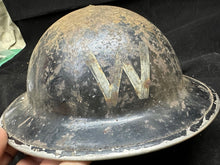 Load image into Gallery viewer, Original WW2 British Home Front Warden&#39;s Helmet-Complete Early Liner &amp; Chinstrap
