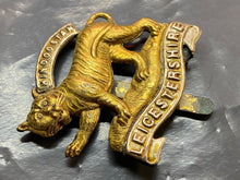 Load image into Gallery viewer, Original British Army WW1 Leicestershire Regiment Cap Badge
