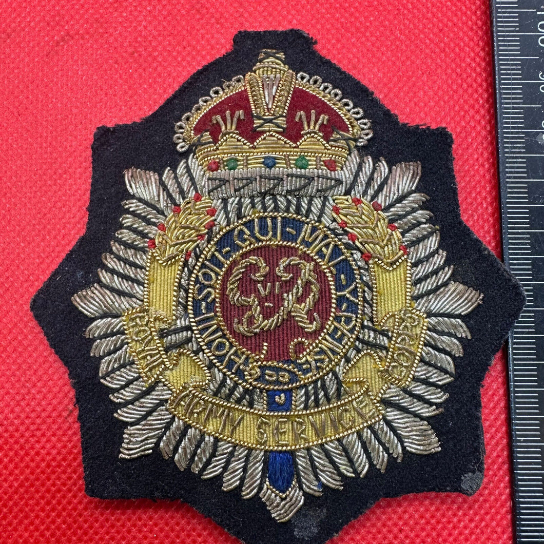 British Army Bullion Embroidered Blazer Badge - RASC Service Corps - Kings Crown