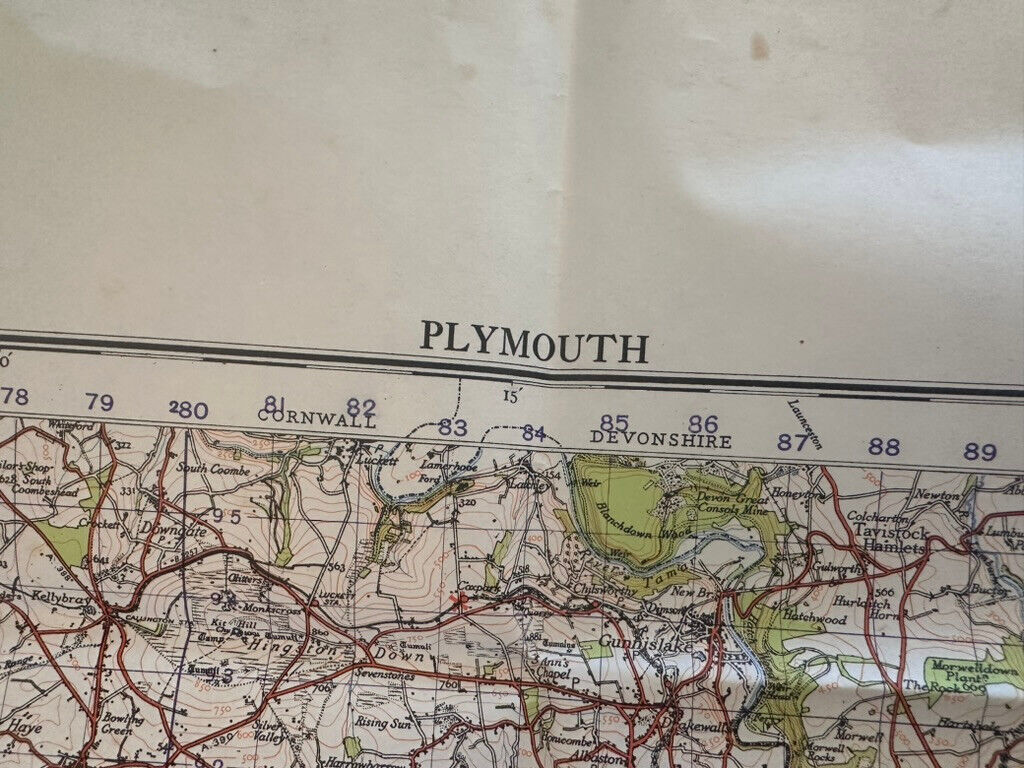 Original WW2 British Army GSGS OS Map of England & Wales - Plymouth - The Militaria Shop