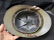 Load image into Gallery viewer, Original WW2 French Army M1926 Adrian Helmet Complete with Liner &amp; Chinstrap
