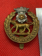 Load image into Gallery viewer, Original WW1 / WW2 British Army York and Lancaster Regiment Cap Badge
