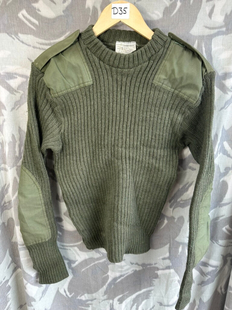 Echter schwerer Pullover aus olivgrünem Jersey für Herren der britischen Armee – Größe 3 – 81,3 cm Brustumfang 