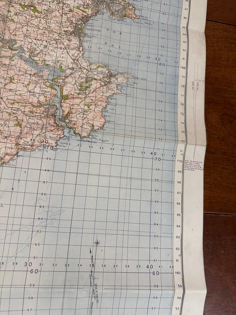 Original WW2 British Army GSGS OS Map of England - Torquay - The Militaria Shop