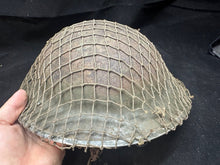 Load image into Gallery viewer, Original WW2 British Army Combat Helmet Complete with Liner &amp; Camouflage Net
