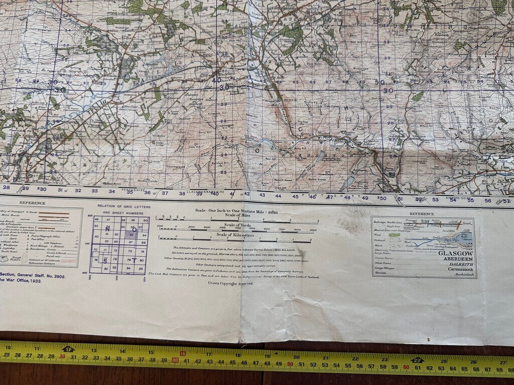 Original WW2 British Army OS Map of Scotland - Perth & Strath Earn - The Militaria Shop