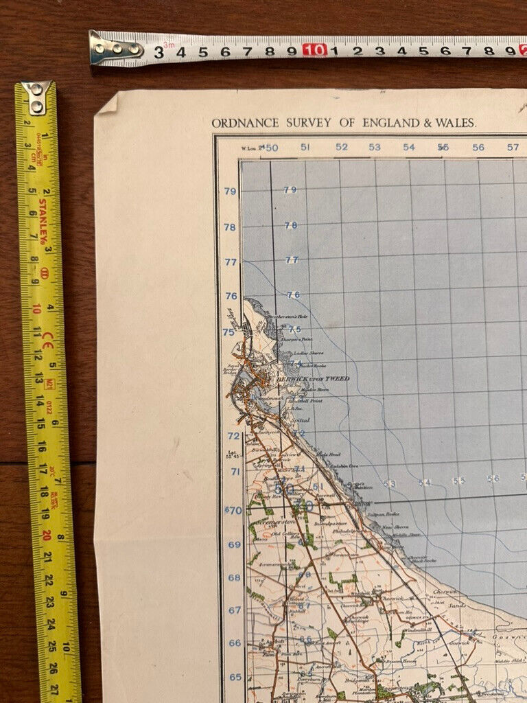 Original WW2 British Army GSGS OS Map of England - Holy Island - The Militaria Shop