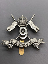 Load image into Gallery viewer, Original WW1 British Army 9th Queen’s Royal Lancers Cap Badge
