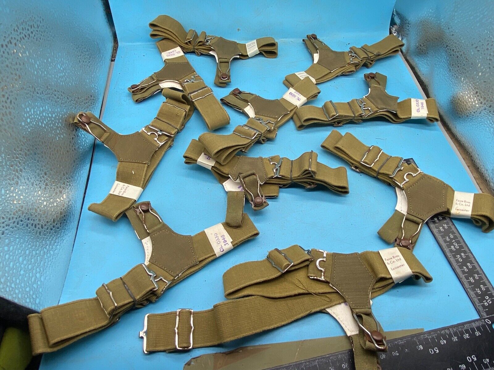 Original British Army WD Marked 1946 Dated Sock Suspenders - Unissued from Box - The Militaria Shop