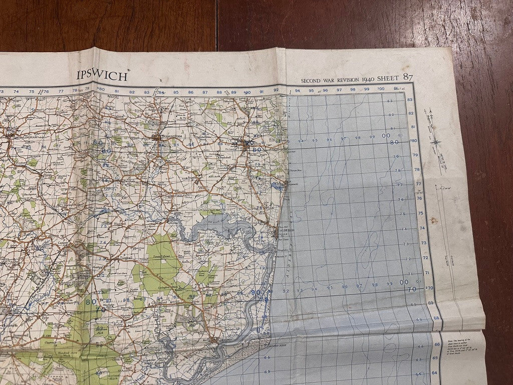 Original WW2 British Army GSGS OS Map of Great Britain - Ipswich - The Militaria Shop