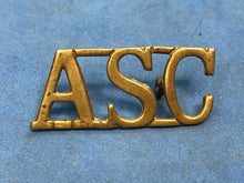 Load image into Gallery viewer, Original WW1 Brass British Army Shoulder Title ASC Army Service Corps
